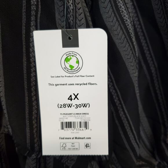 Terra & Sky Black Stripe Peasant Cottagecore Maxi Dress 4X Ruffle Farm Country - Picture 10 of 16